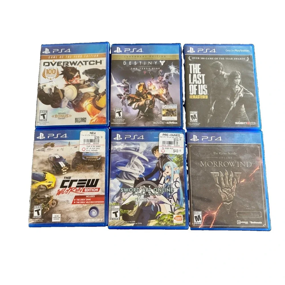 PS4 Game Lot of 6 Sword Art Online Lost Song, Last of Us, Destiny & More
